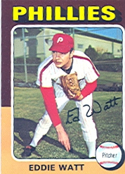 1975 Topps Mini Baseball Cards      374     Eddie Watt